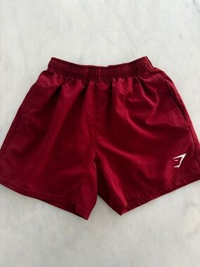 Gymshark Maroon Drawstring Shorts with White Logo Tag XS